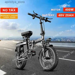 Bikes Folding Ectric Bike 48V20AH 400W 14inch Mini Portab Ebike City Road Communing Adult Speed 25km/h Ectric Bicycs USA Stock L48