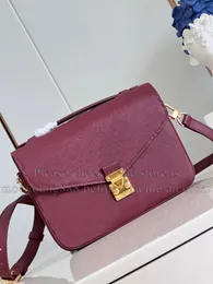 12A Upgrade Mirror Quality Designer Small Metis Bag 25cm Womens Messenger Flap Bag Luxurys Genuine Leather Handbags Burgundy Purse Shoulder Strap Bag With Box