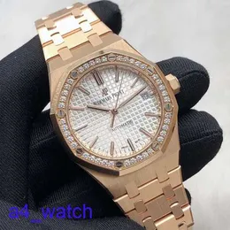 أزياء AP WRIST Watch Royal Oak Series 34mm Diameter 18K Rose Gold Original Diamond Automatic Machinery Womens Luxury Watch 77351orz