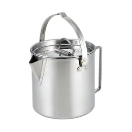 Outdoor Steel Kettle Folding Camping Hanging Portable Pot Coffee Pot Picnic Cooker Teapot 1.2L