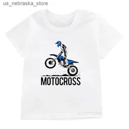 T-shirts Motocicleta Motocicleta Off-Road T-shirt Boy Garoto Cool Branco Camiseta Childrens Harajuku Verão Camiseta Curta T-shirt Q240418