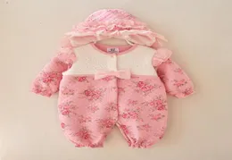 Neonate neonate rompernoners hat kids vestiti 03 mesi vagoni formali inverno principessa salto per la tuta per addensare abbigliamento per bambini1674144