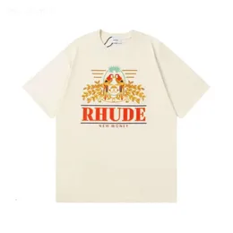 남성 T 셔츠 Rhude 셔츠 Tshit 편지 편지 인쇄 T 셔츠 커플 Tshirt 면적 느슨한 여름 셔츠 넓은 여름 셔츠 넓은 스타일 옵션 Tshirts 미국 크기 S-XXXL 9886