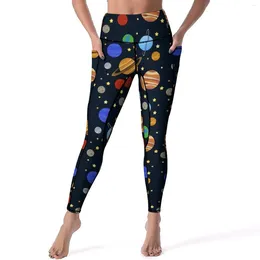 Kadın Tozluk Galaxy Sky Baskı Yoga Pantolon Seksi Güneş Sistemi Grafik Push Up Spor Salonu Leggins Kadın Estetik Strengy Sports Tayt
