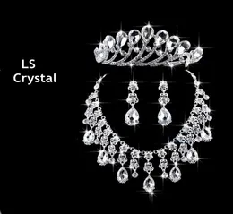 2015 New Arrivals Crystal Crown Necklace Earring Set Bridal Jewelry Wedding Accessories8213261