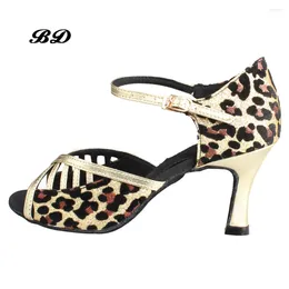 Dance Shoes TOP Sneakers BD Latin Shoe Ballroom Women Adult Soft Bottom 2337 High HEEL 7.5 CM FREE BAG Leopard Student