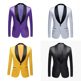 Suits Men's Bright Face Emed Suit Green Violet Yellow Blue Coat Custom Made Casual Wedding Prom Groom Blazer Jacket