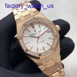 Top AP Wrist Watch Royal Oak Series 34mm Diameter 18K Rose Gold Original Diamond Automatic Machinery Womens Luxury Watch 77351orz