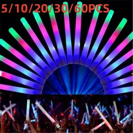 20/30/60pcs LED LIDELUSOUS STICKS PARTY RAVE FOAM GLOW STICK RGB BAR WEDDING BIRTHDAY FESSITION SUPPLIES 240417のための蛍光ダークライト