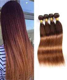 Pacotes de cabelo humano marrom escuro e reto brasileiro colorido 430 Toons de cabelo virgem tecer
