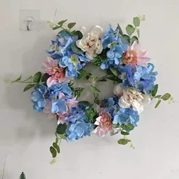 Decorative Flowers Eye-catching Door Decor Vibrant Hydrangea Wreath For Wall Fake Flower With Detail Home Wedding Farmhouse