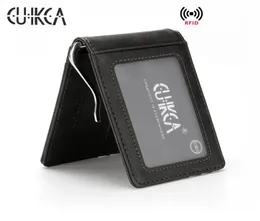 Cuikca unisex rfid wallet toce Geldclip Frauen Männer Metall Clip Slim Leder Wallet Business ID Kreditkartenkoffer Reise Wallet4940098