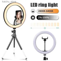 Ciągłe oświetlenie 10 -calowe LED Selfie Ring Light z ściemniabną fotografią Wypełnij światło wyposażone w mini statyw odpowiedni do Tiktok Live Video Studio Photo Ring Li LI