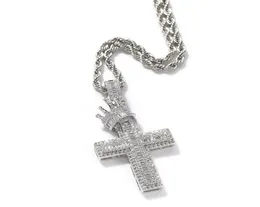 Vintage Crown Cross Necklace Fashion Mens Gold Necklace Hip Hop Iced Out Pendant Necklaces Jewelry2742557
