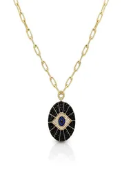 Золото, заполненное черной кубической цирконией круглой монеты, подвесной подвесной ожерелье, открытая цепочка для женщин 2010146186204
