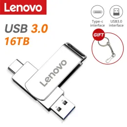 Kort Lenovo 16TB U Disk Mini Pen Drive USB Memory USB Flash Drives 8TB 2TB Typ C High Speed ​​USB 3.1 Waterproof Pendrive Metallic