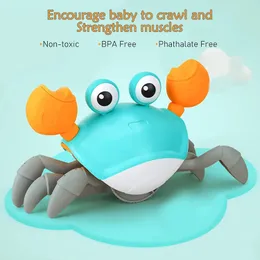 1pc Escape Crab Crab Auto-Sensing-Funktion Kinder kriechen kriechen und vermeiden Hindernisse elektronisches Haustier mit Musik 240407