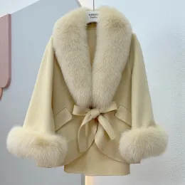 Pelliccia di pelliccia faux furtjy inverno autunno donna giacca di lana vera big collare collare di alto livello intastigia