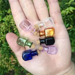 Garrafas de armazenamento 9 colorido mini retângulo de vidro fofo com cortiça presente pequeno frascos de frascos misturados 7colors