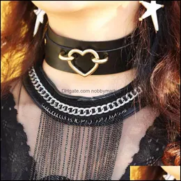 CHOKERS Metal Heart Collar Maxi Necklace Women Choker Gold Color Punk Bondage Bondage Bondage Leather Dichiarazione vintage Gioielli Delivery Ot0ow