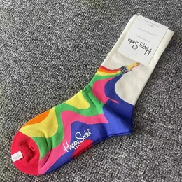 Happy Socken Print mehrfarbige Socken Frauen Männer Sport Socken Funky Fashion Dress Socken Casual Cotton 240418