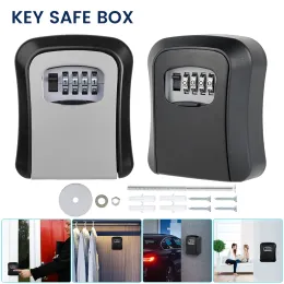 Systemväggmonterad nyckel Säker nyckel Key Safe Lock Box 4 -siffran Kombination Lösenord Nyckel Hållare Säkerhetslagring Lås Box Outdoor Key Box
