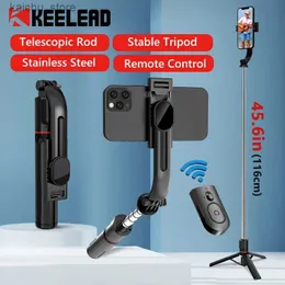 Selfie Monopods L13 1130mm Genişletilmiş Versiyon Kablosuz Bluetooth Mini Selfie Stick Foldable Tripod, Android IOS akıllı telefon için uzaktan deklanşör Y240418