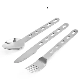 Stainless Steel Knife Fork Spoon Western Tableware Set Camping Outdoor Portable Tableware Three Piece Set