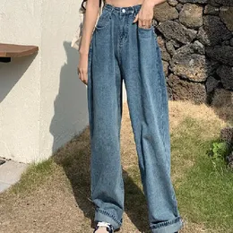 Jeans femminile Zoki S-6XL Donne ad alta vita in alto più sciolte di grandi dimensioni Denim pantaloni in denim tasca di moda da tasca da streetwear signore larghi