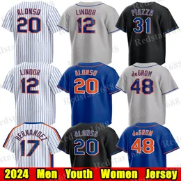 #20 Pete Alonso Baseball Trikot #48 Jacob deGrom Francisco Lindor Kodai Senga Jeff McNeil Starling Marte Omar Narvaez Brett Baty Mike Piazza Edwin Diaz Trikots