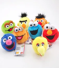 새로운 8pcslot 35quot 9cm Sesame Street 플러시 인형 Zoe Bert Bird 쿠키 Elmo Emie Grover Oscar Anime 소프트 키 체인 펜던트 6463565