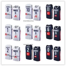 2023 camisas de basquete da França 5 Nicolas Batum 10 Evan Fournier Rudy Gobert Frank Ntilikina 32 Victor Wembanyama Nando de Colo Francisco Lessorn Joel 21 Embiid Fall 21