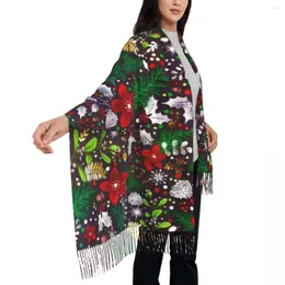 Шарфы сосновых конусов шарф винтажные рождественские теплые мягкие платки и обертывания с кисточками дамы Y2K Cool Большая зима Bufanda