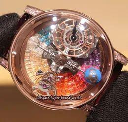 Nova versão estática Epic x Chrono CR7 Esqueleto Roleta Astronômica Tourbillon Rainbow Diamond Dial Dial