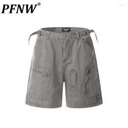 Shorts maschile Pfnw Vinrtage Safari Style Zipper Topche Maschi di carico Short Street Casual 2024 Summer Stylish 28W2823