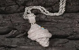 Iced Out Ice Cream Cone Pendant Halsband för män Kvinnor Hip Hop Luxury Designer Bling Diamond Dessert Pendants Silver Chain Jewelry9173527