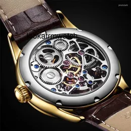 Desginer Mechanical Automatic Watch Men Homme Flying Mechanical Tourbillon 로타리 골격 남성용 워터 프 로프 시계