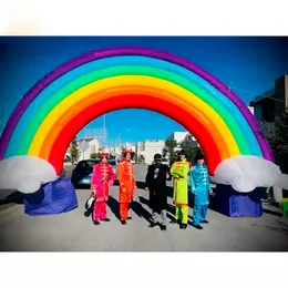 10 m 32,8 piedi di ampio arco di pubblicità colorato arco arcobaleno gonfiabile con soffiatore per la decorazione dell'evento per feste di nozze