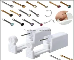 Kitler Dövmeler Sanat Sağlığı BeautyDisposable Gem Burun Saplamaları İçin Güvenli Steril Pierce Ünitesi Deliren Silah Piercer Aracı Hine Kit Küpe 7092248