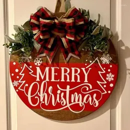 Decorative Flowers Christmas Front Door Decor Wreath Hanging Sign Decorations Hanger Wooden Holiday For