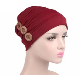 TURBANO SCALF HAT JAK KOTEK KOBIETY KOLEJSKIE KOBIET HATS RUFLE WITR Red Bonnet Chimio Coton Turban Muzułmanin Button 8004589130