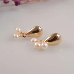 Dangle Ohrringe Mode natürlicher weißer Reis Frischwasser Perle 18K Gold Ohrstolder Jubiläum Kunst Alltag Bohemian Diamond Custom Modern