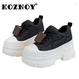 Klädskor koznoy 10 cm kil sneaker höst zapatillas loafer mikrofiber läder vattentät punk häl kvinnor casual sko plattform