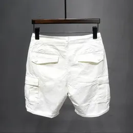 Calça curta de jeans de jeans de luxo lavado coreano para o namorado de verão trecho shorts de algodão branca de carga direta 240412