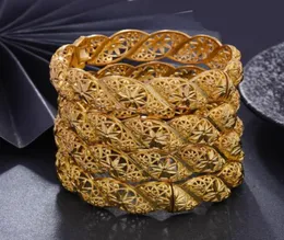 Bangle 4pcslot Top Quality Dubai Gold Color Bangles for Women Vintage Bride Wedding Bracelet Африка Арабские ювелирные изделия8569587