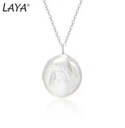 Laya 925 Sterling Silver Pendant Necklace for Women Contracted Fashion Natural Baroque Pearl Party Wedding Luxury Jewelry 2022 TRE5107365