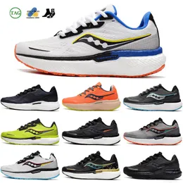 designer Saucony Triumph 19 mens running shoes black white green lightweight shock absorption breathable mens women trainer sports sneakers