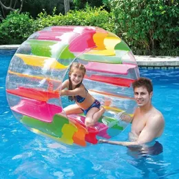 Summer Kids Colorful Giant Water Inflatable Float Wheel Roller Roll Ball Swimming Pool Grass Beach Sports Games Toys 240416