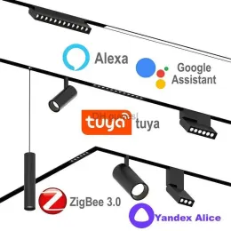 Lights Track Lights Zigbee Tuya Smart Home Magnetic LED Track Light Dimmable 2mqtt Alice Assistent Alexa 48 V Deckenlampen Schiene Ligh