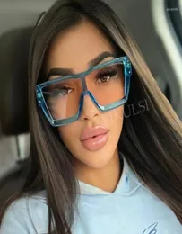 Солнцезащитные очки Fashion Blue Square Women Brand Shades Shades Unisex Vintage Design Негабаритный солнцезащитные очки Men2724325